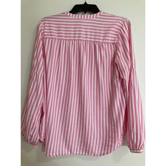 OLD NAVY Vertical Striped Slub-Weave Casual Popover Shirt Tunic for Women Sz M - Picture 4 of 16